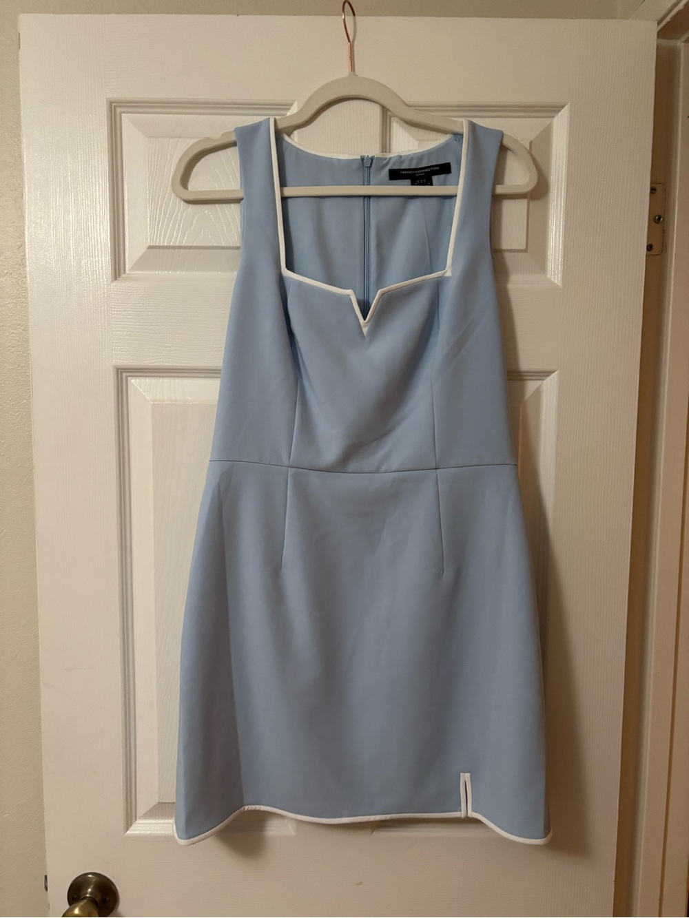 French Connection Light Blue A-Line Dress with White Trim